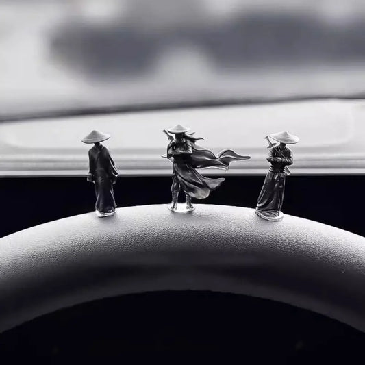 6Pcs/set Model Mini Chinese Swordsman Figure Exquisite Ancient Car Statue Ornament Cartoon Swordsman Miniatures Bedroom